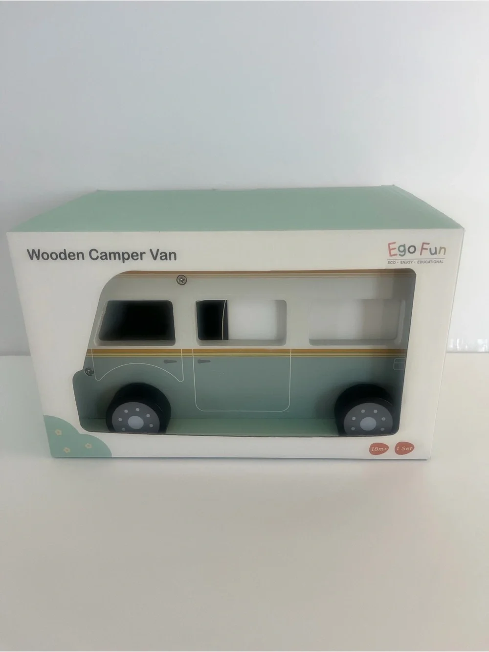 Wooden Camper Van Toy in Sage Green